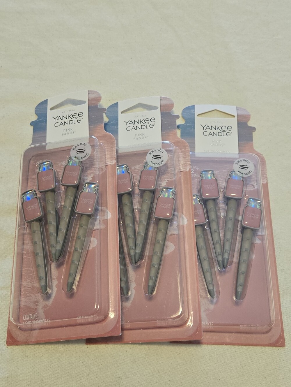 Yankee Candle Pink Sands Car Air Freshener Vent Clips - Set of 3